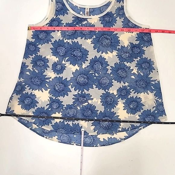 Mudd Sunflower Tank Top Bohemian Scoop Neck High Low Hem Sleeveless Flowy Blouse - Picture 9 of 17